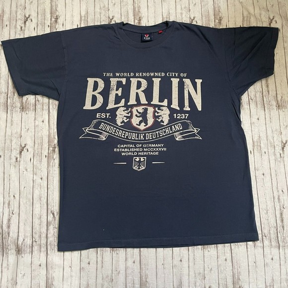 FOX ORIGINALS Men’s BERLIN Short Sleeve Graphic Print Blue T Shirt  Size Large L - Picture 1 of 6
